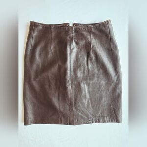 Margaret Godfrey Tailored Brown Leather Pencil Skirt